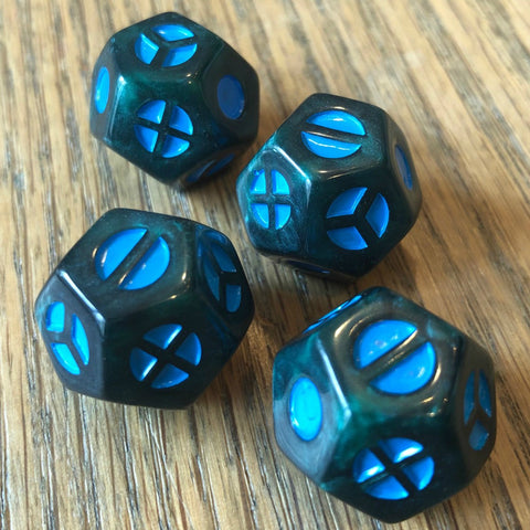 TripleFour: The Monty III - Pearl Blue/Gray T4 with Teal Symbols (4-pack; Limited Edition)