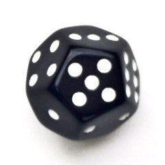 Glossy Black Dice with White Pips